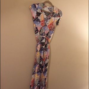 Patchwork pattern wrap dress